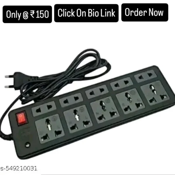 Extension Board 5+5 Socket Extension Boards 2 M Long Wire 6 Amp 3 pin 5 Socket Extension Boards (Multicolor)
