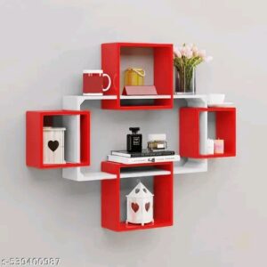 Forested Interlock Engineered Wood Wall Mount Wall Shelf for Living Room and Home Wall MDF (Medium Fiber) Wall Shelf