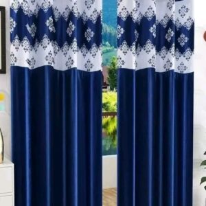 Shree Radha Creation Box Patch Polyester Semi Transparent Long Door Curtain (Pack Of 2)