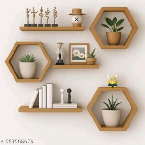 Festodecor Hexagon Wall Shelves Set of 6