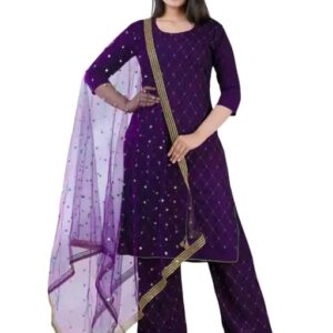 Designing Ethinic Flair Women's kurta set with Dupatta and Bottomwear