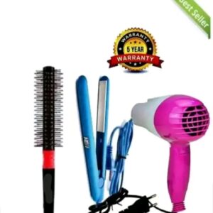 Hair Dryer , Hair Straightener& Black Roller Comb