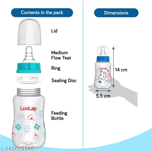 LuvLap Anti Colic Slim Regular neck essentials BPS free baby feeding bottle - Image 4