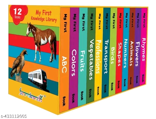 My First Picture Library Box of 12 Board Books (Pre-School Books) Gift Set For Kids