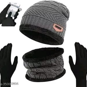 Man and Women Winter Cap with Beanie abd Touch screen Winter Gloves