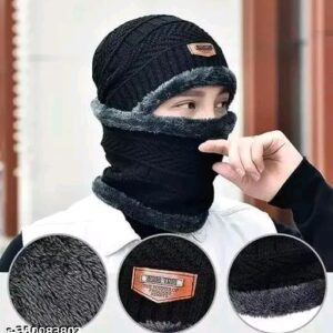 Man and Women Winter Cap with Beanie abd Touch screen Winter Gloves