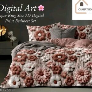 7D Digital Printed Cotton Bedsheet (Super King Size)