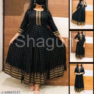 Anarkali Kurti with Gold Print