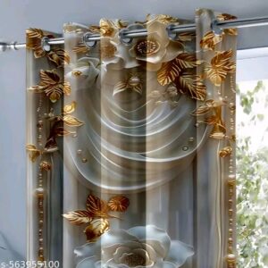 Royal Rose 3D Printed Curtains/ Rooms Curtains